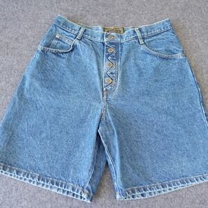 Bonjour Vintage Womens High Waisted Button Fly Denim Shorts Blue Size 17/18 30"